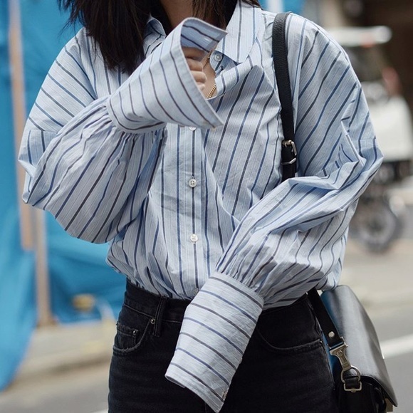 Oversized Striped Button Down Shirts